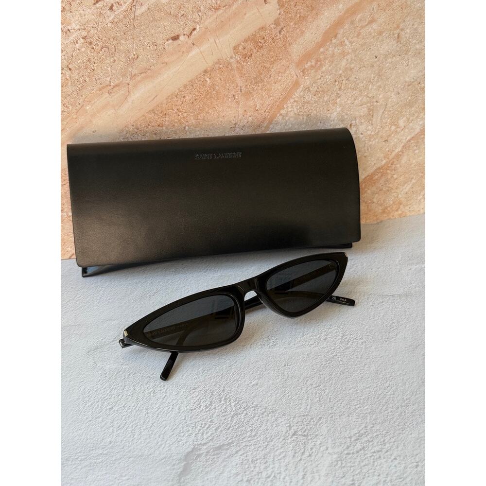 NEW Saint Laurent SL703 Black Slim Cat Eye Sunglasses - Picture 2 of 6